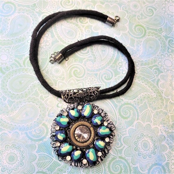 Blue Statement Pendant - Picture 3 of 11